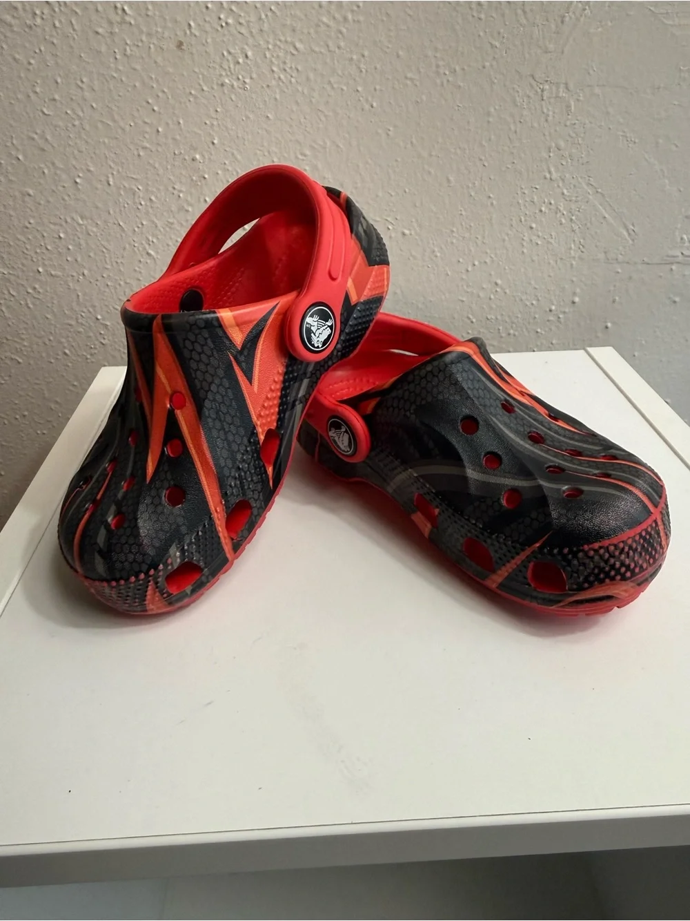 Kids Black and Red Slip-On Crocs